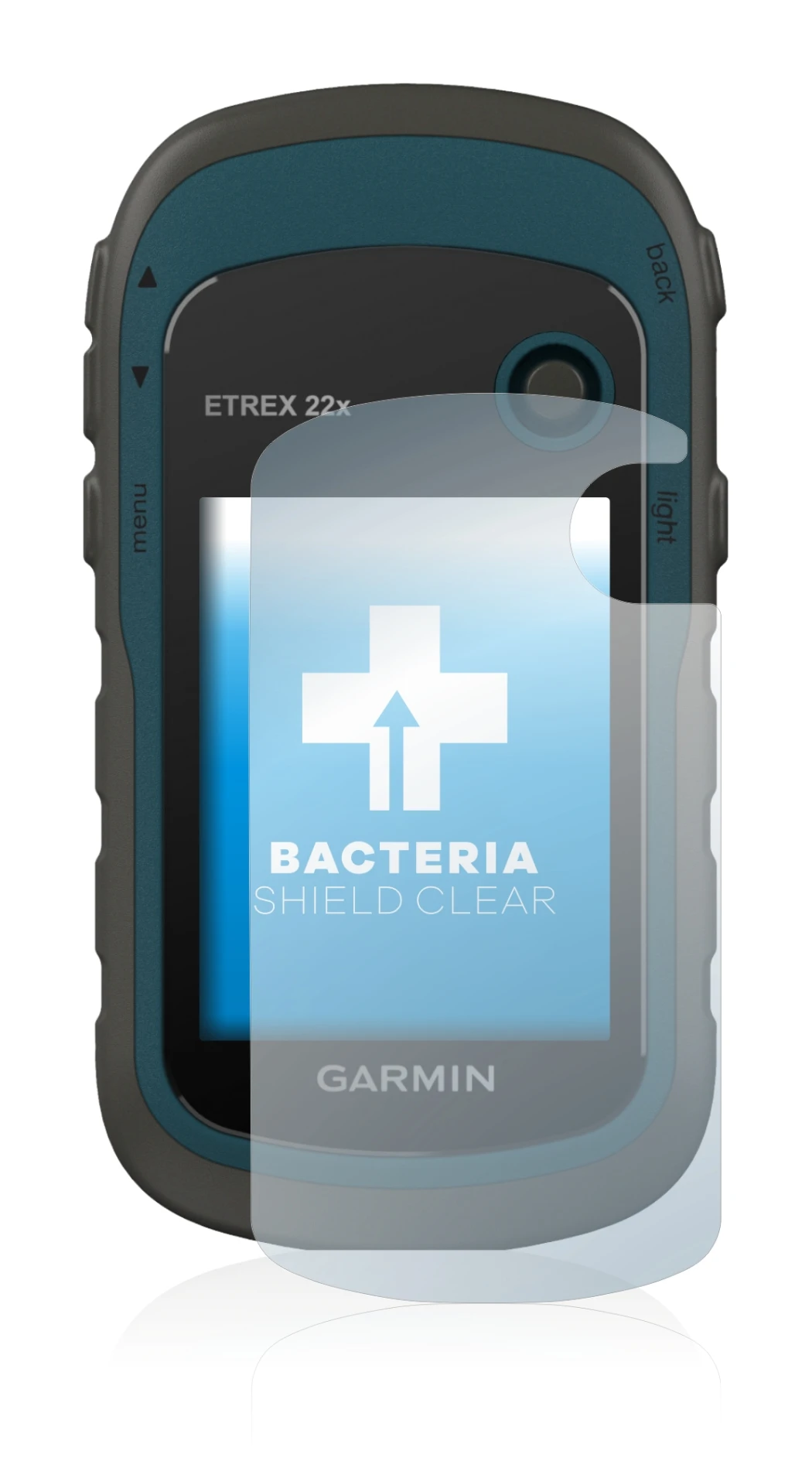 Image de l'appareil Garmin eTrex 22x avec une grande variété de protections d'écran.