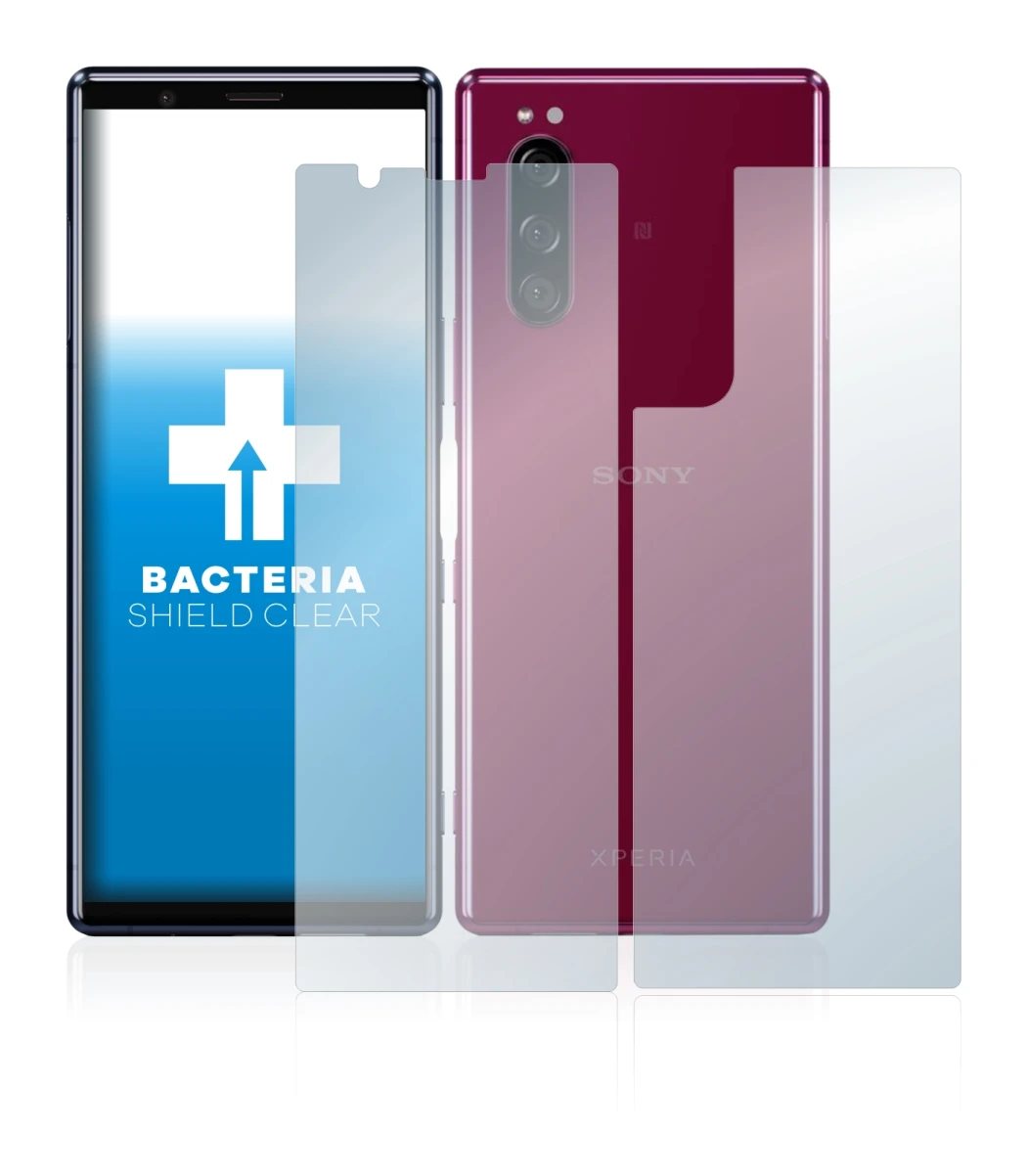 Image de l'appareil Sony Xperia 5 (Avant+Arrière) avec une grande variété de protections d'écran.