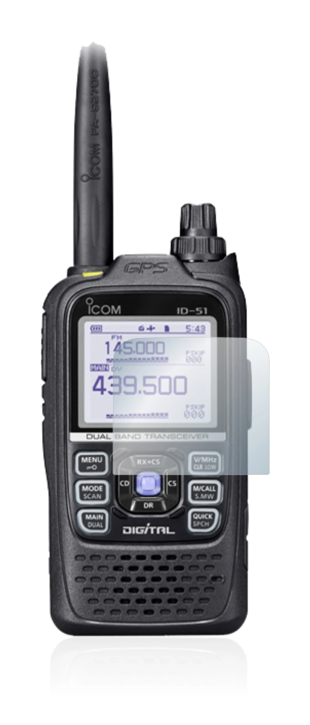 Image de l'appareil Icom ID-51E Plus 2 avec une grande variété de protections d'écran.
