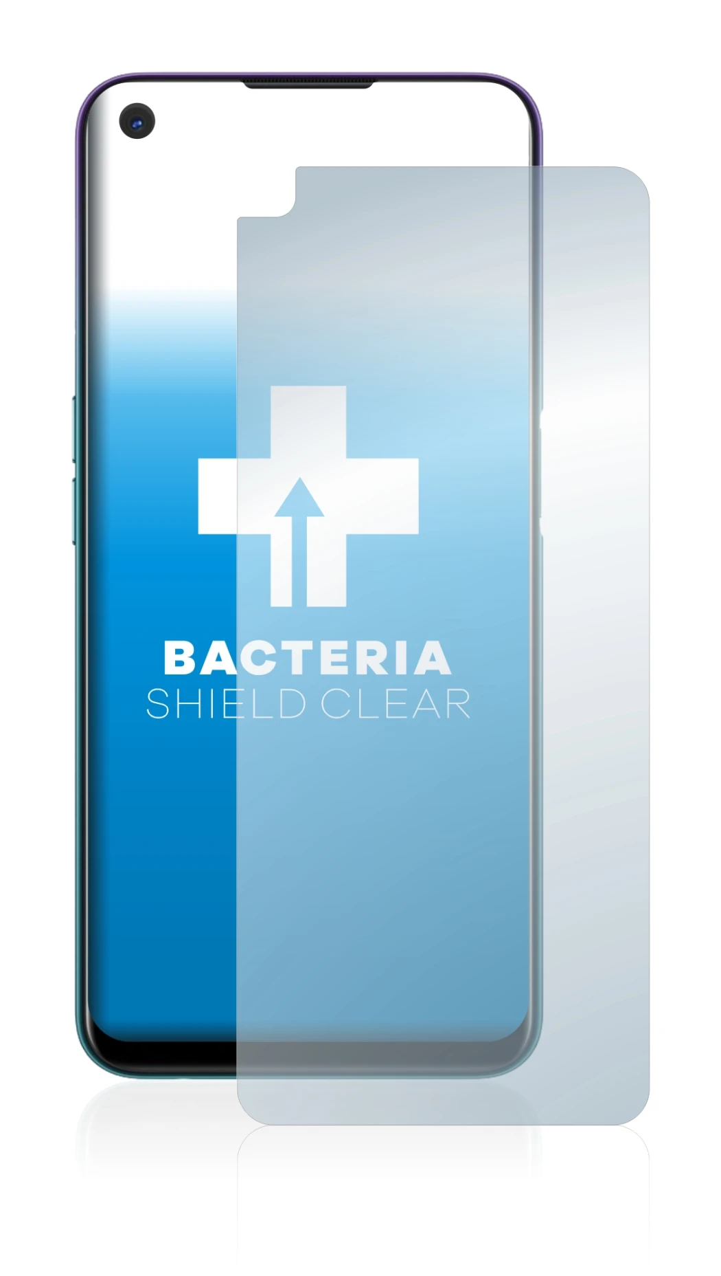 Image de l'appareil Oppo A72 avec une grande variété de protections d'écran.