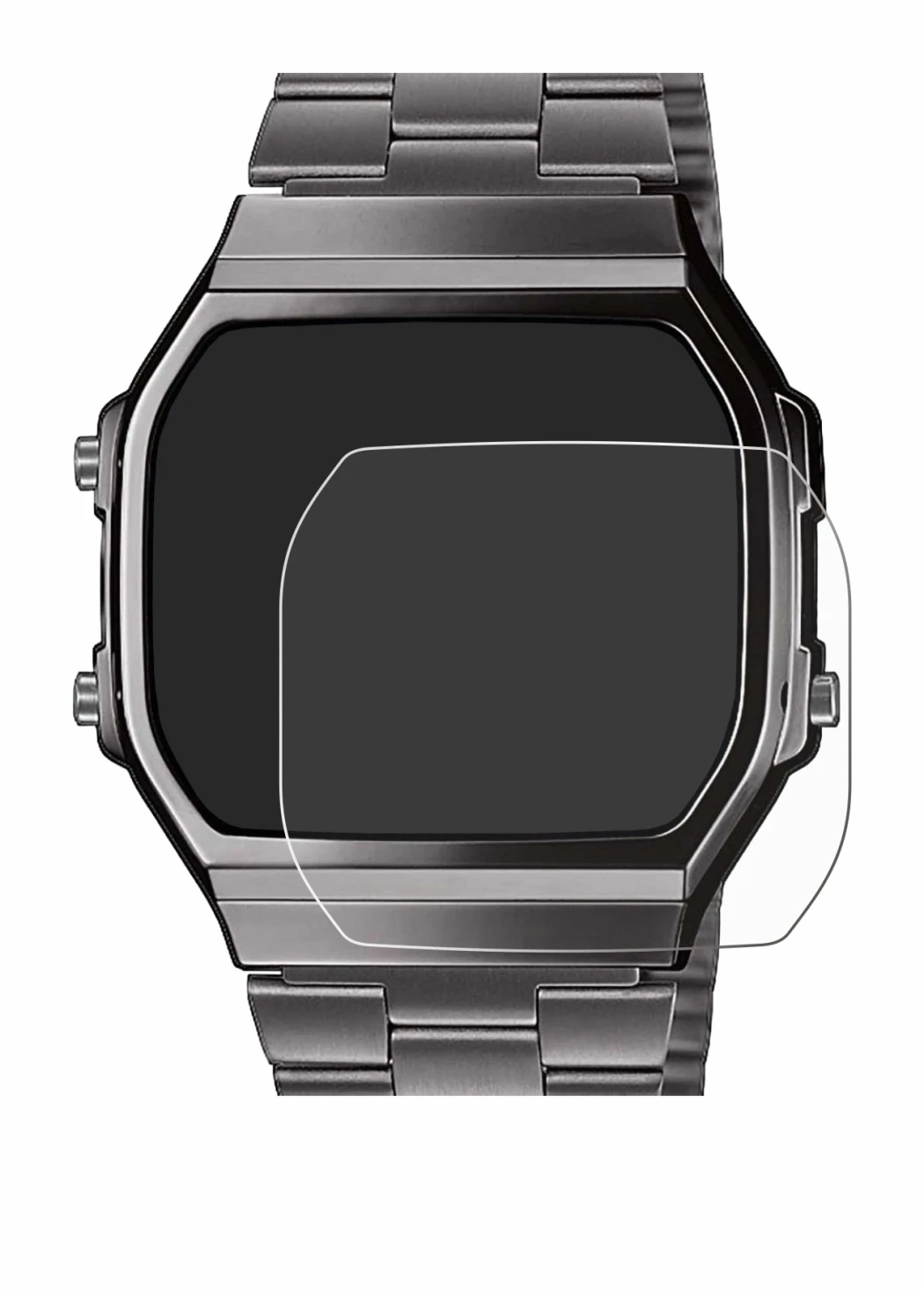 Image de l'appareil Casio A168WEGG-1BEF avec une grande variété de protections d'écran.