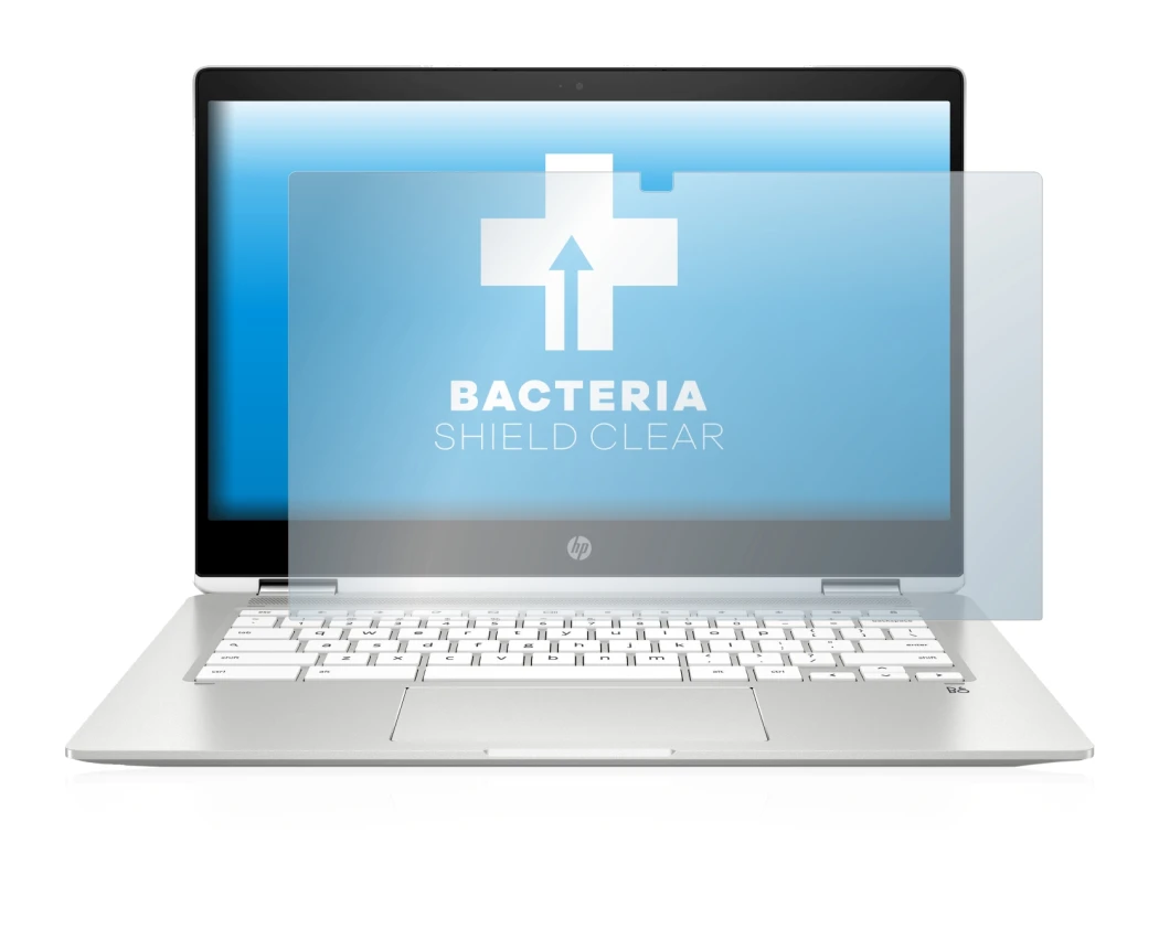 Image de l'appareil HP Chromebook x360 (14b-caX) avec une grande variété de protections d'écran.