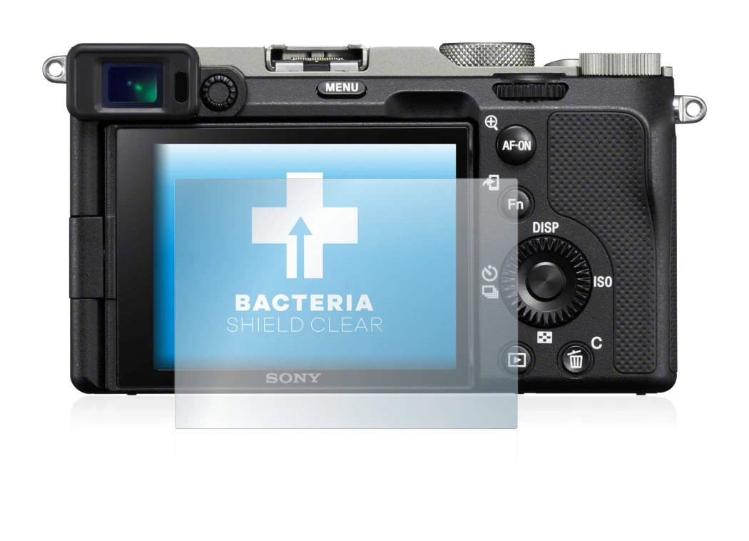 Image de l'appareil Sony Alpha 7C avec une grande variété de protections d'écran.