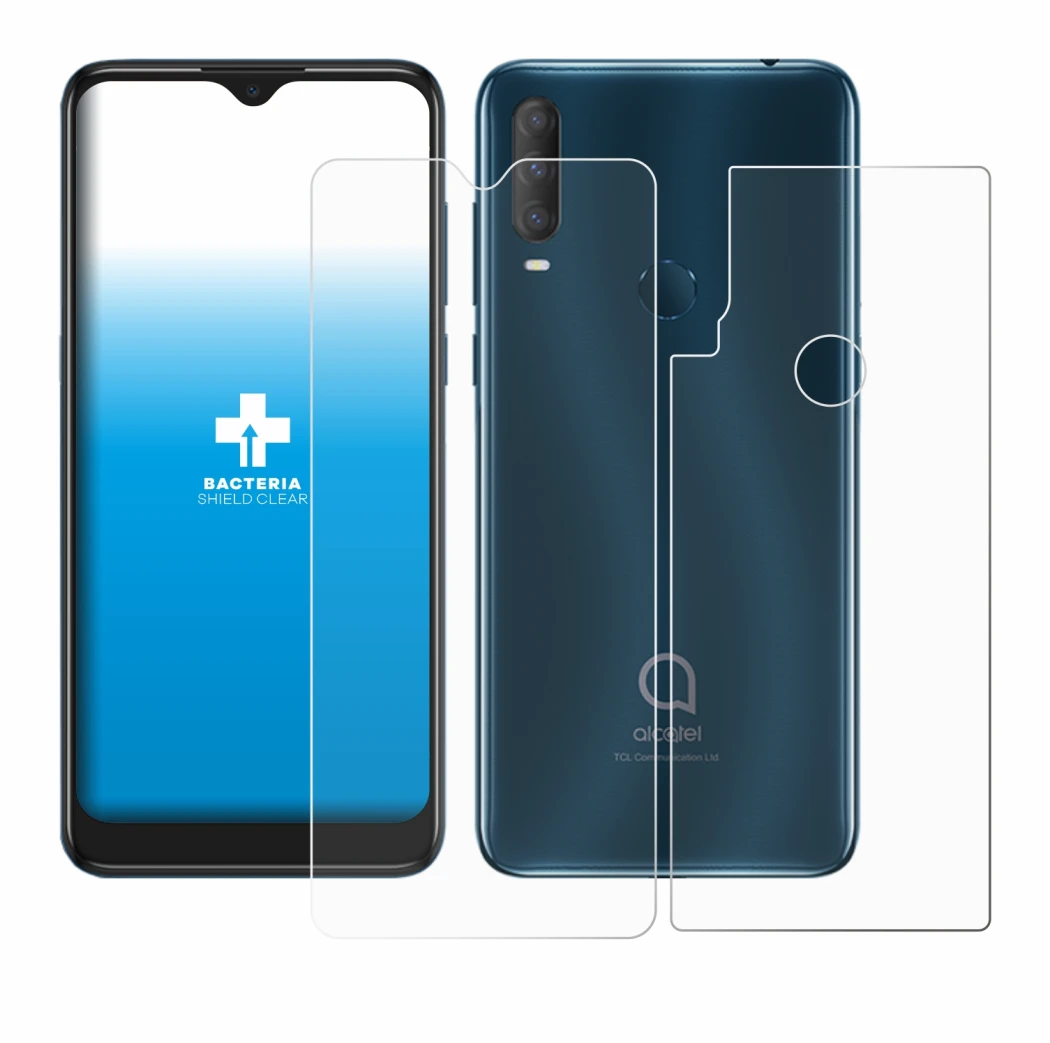 Image de l'appareil Alcatel 1S 2020 (Avant+Arrière) avec une grande variété de protections d'écran.