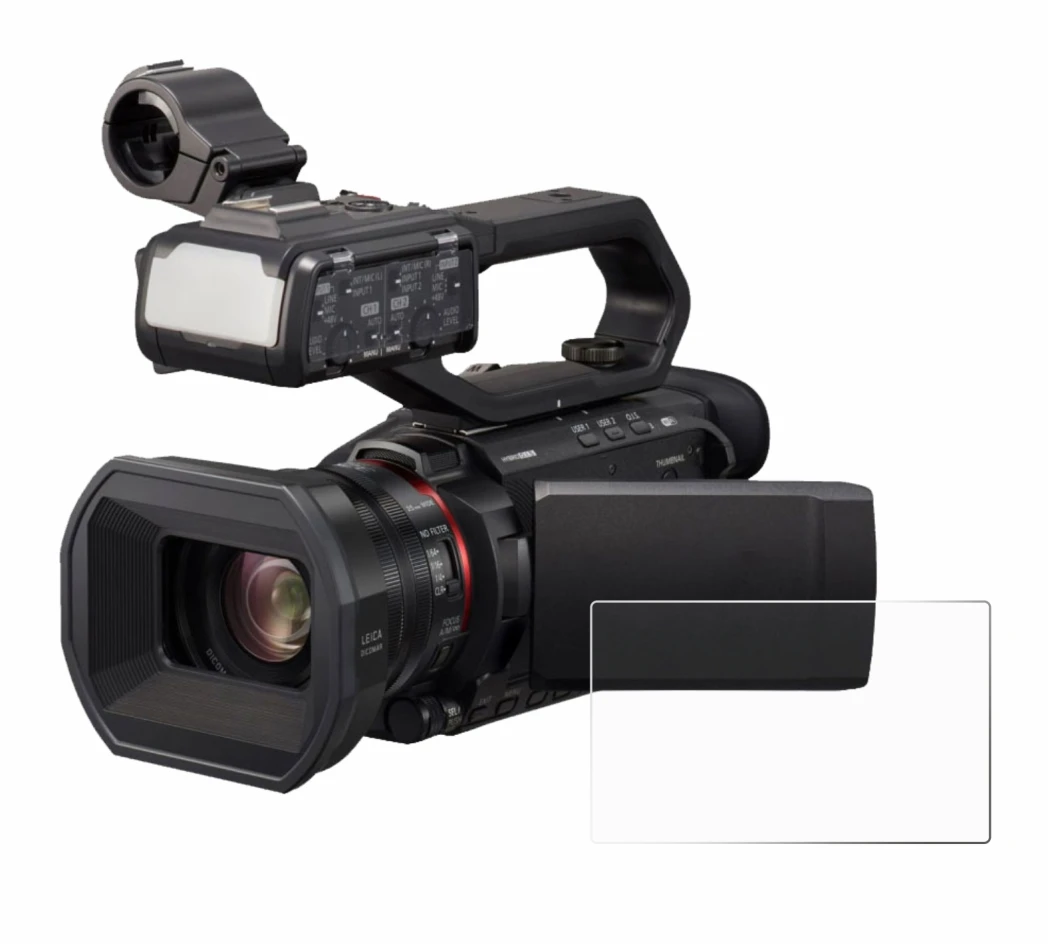 Image de l'appareil Panasonic HC-X2000 avec une grande variété de protections d'écran.
