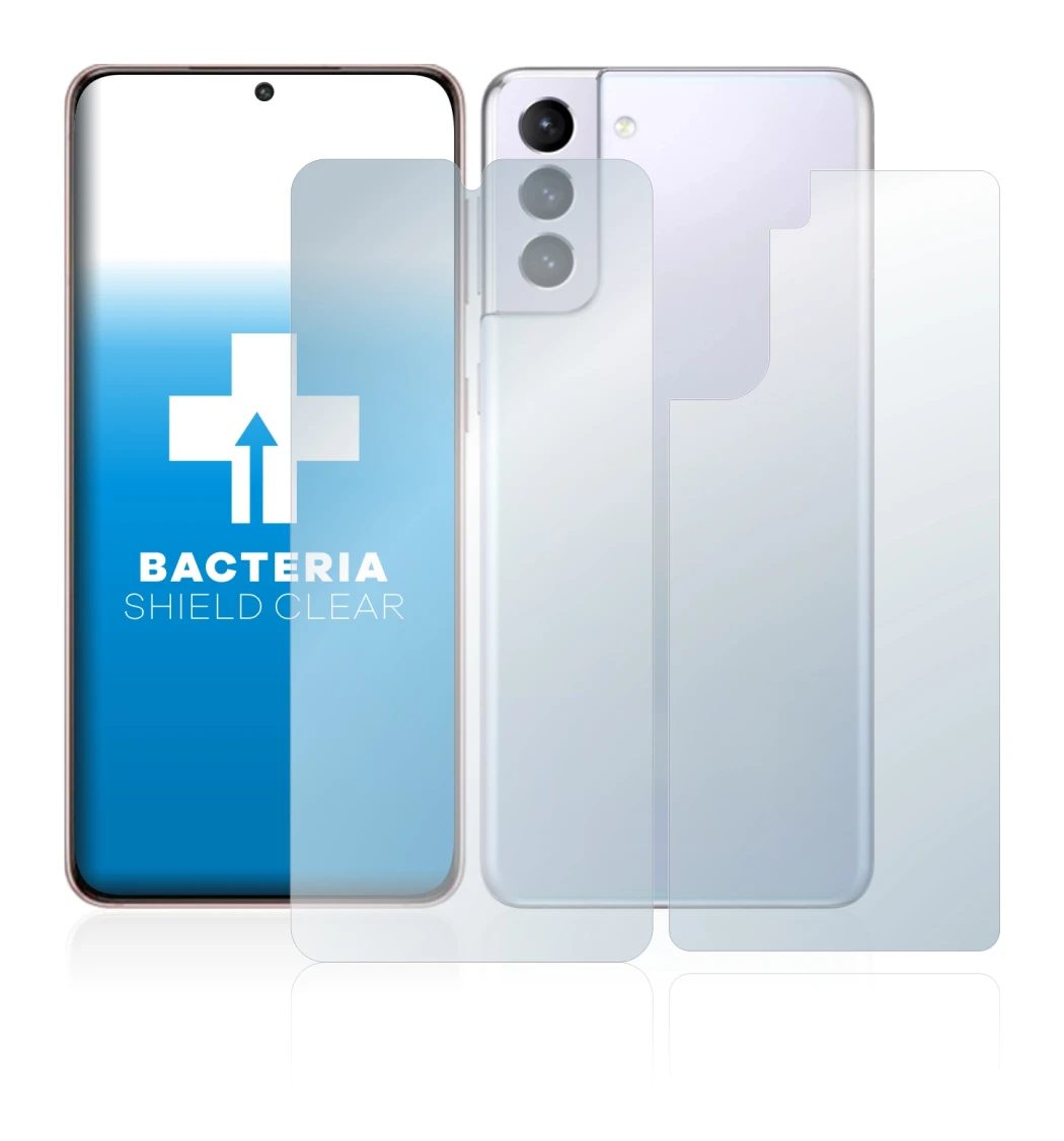 Image de l'appareil Samsung Galaxy S21 5G (Avant+Arrière) avec une grande variété de protections d'écran.