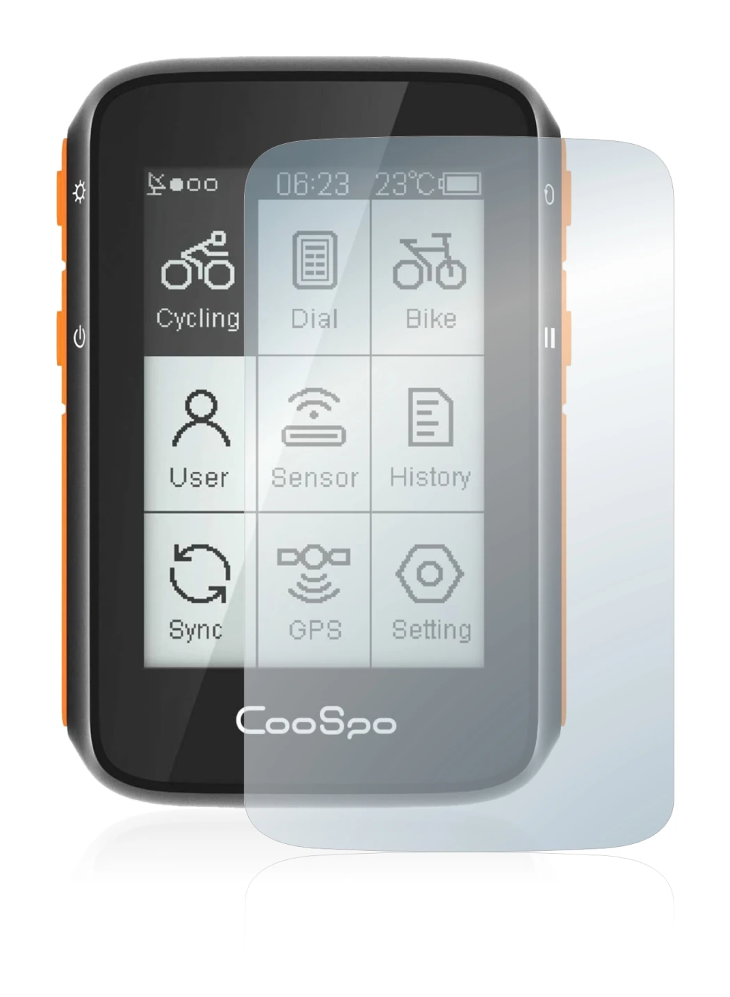 Image de l'appareil CooSpo BC200 avec une grande variété de protections d'écran.