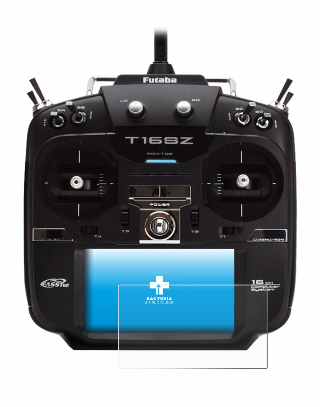 Image de l'appareil Robbe Futaba T16IZ avec une grande variété de protections d'écran.