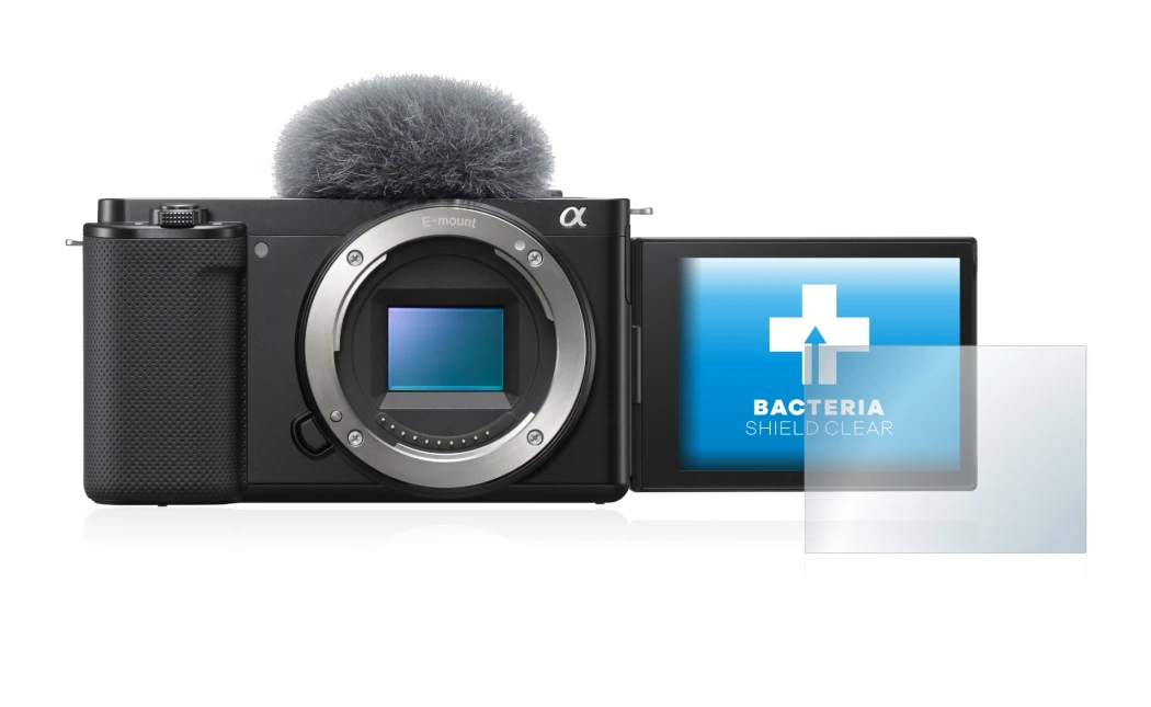 Image de l'appareil Sony Alpha ZV-E10 avec une grande variété de protections d'écran.