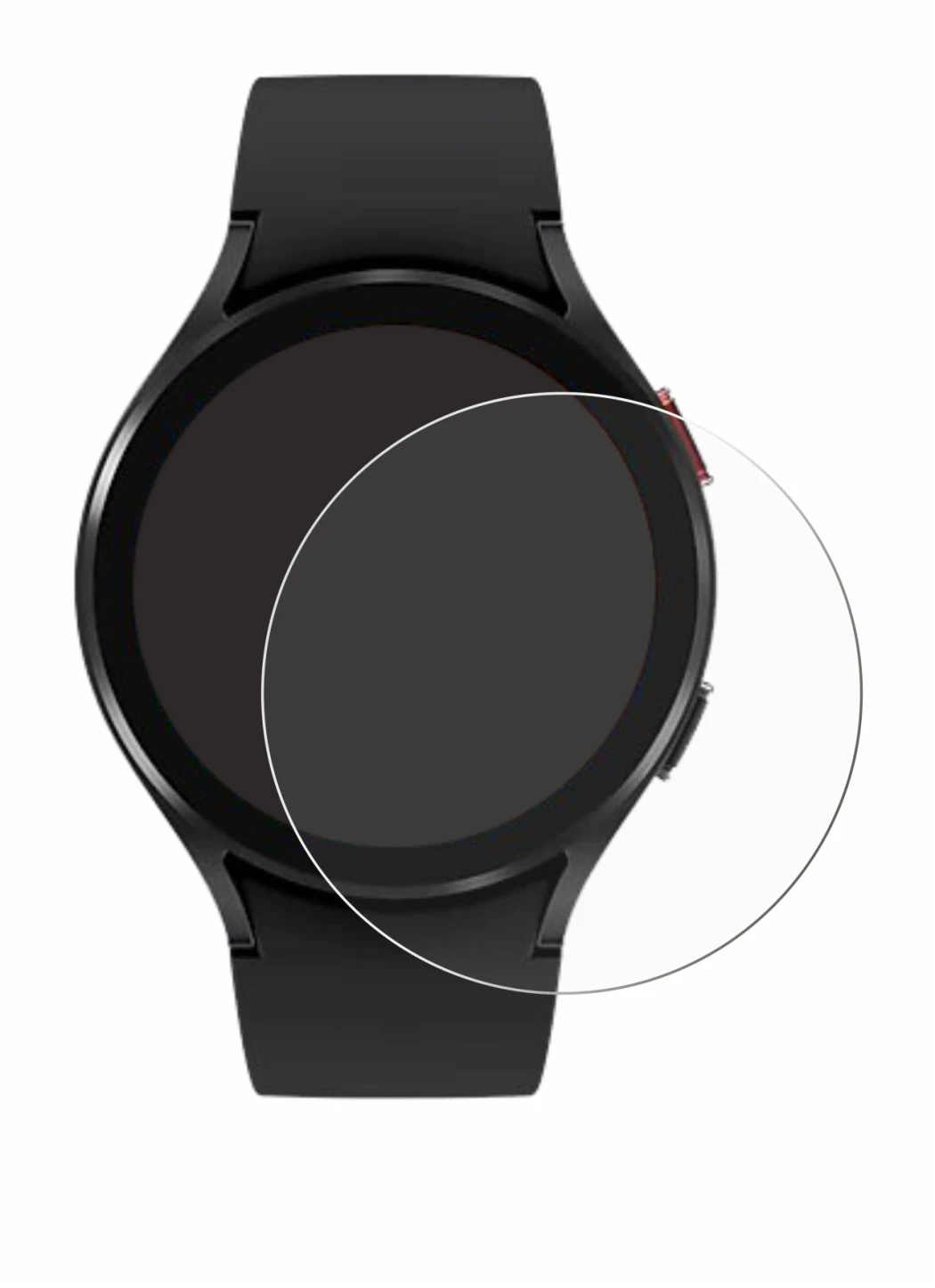 Image de l'appareil Samsung Galaxy Watch 4 (44mm) avec une grande variété de protections d'écran.