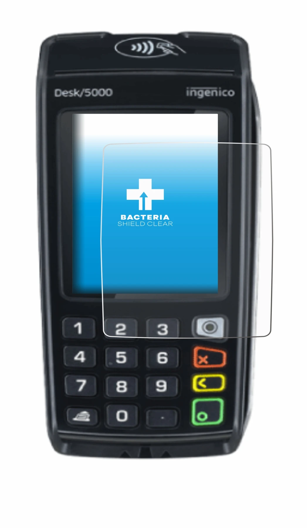 Image de l'appareil ingenico Desk/5000 avec une grande variété de protections d'écran.
