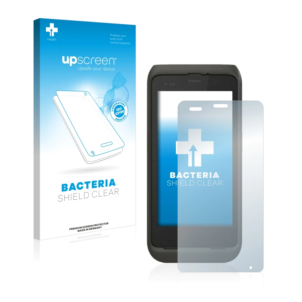 Face avant d’un emballage produit avec le logo de la marque upscreen. À côté, l’appareil Honeywell CT45 est représenté avec la