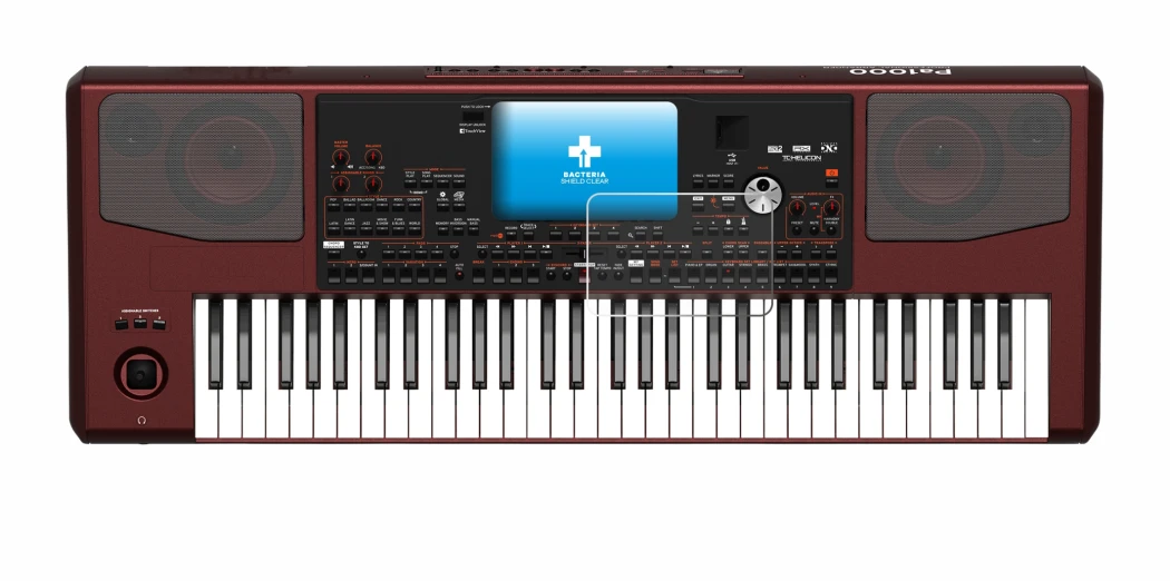 Image de l'appareil KORG Pa1000 avec une grande variété de protections d'écran.