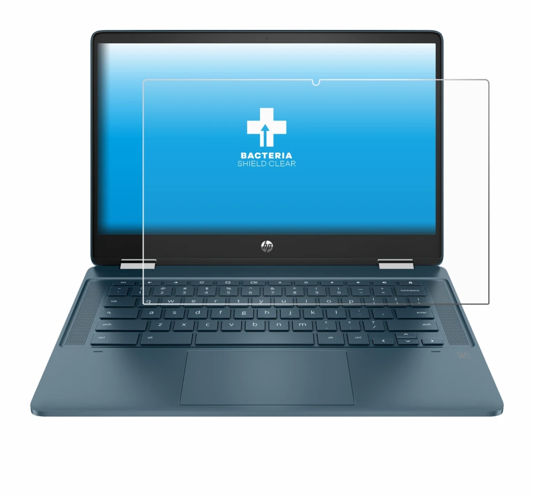 Image de l'appareil HP Chromebook x360 (14b-cbX) avec une grande variété de protections d'écran.