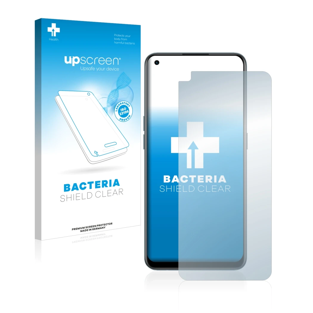 Face avant d’un emballage produit avec le logo de la marque upscreen. À côté, l’appareil OnePlus Nord CE 2 5G est représenté a