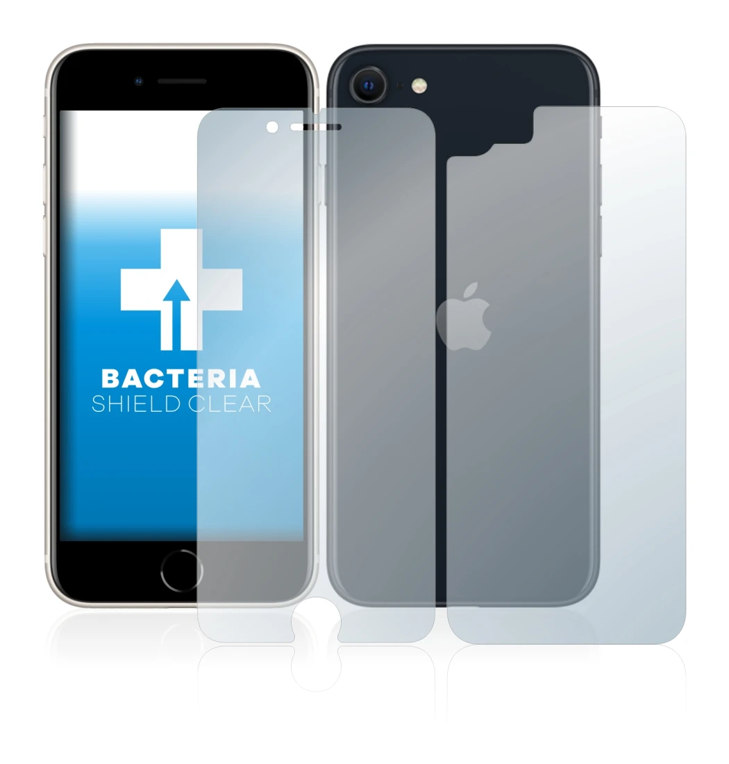 Image de l'appareil Apple iPhone SE 3 2022 (Avant+Arrière) avec une grande variété de protections d'écran.