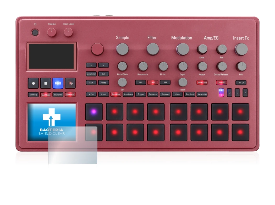 Image de l'appareil KORG electribe Sampler avec une grande variété de protections d'écran.