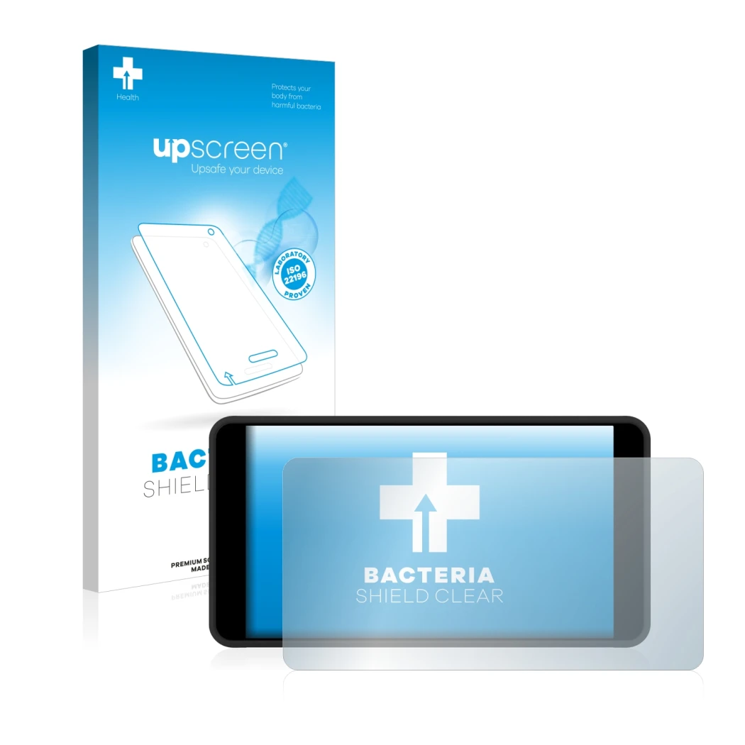 Face avant d’un emballage produit avec le logo de la marque upscreen. À côté, l’appareil Portkeys PT5 II est représenté avec l