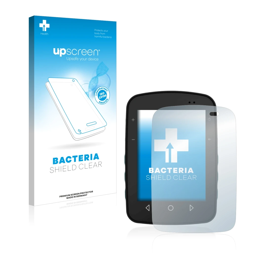 Face avant d’un emballage produit avec le logo de la marque upscreen. À côté, l’appareil TwoNav Terra est représenté avec la p