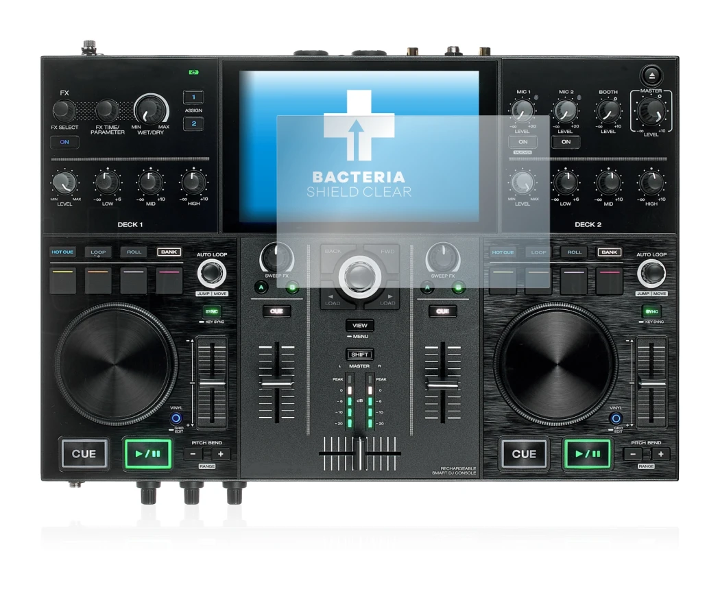 Image de l'appareil Denon DJ Prime Go avec une grande variété de protections d'écran.