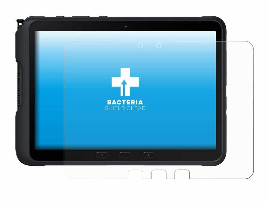 Image de l'appareil Samsung Galaxy Tab Active 4 Pro avec une grande variété de protections d'écran.