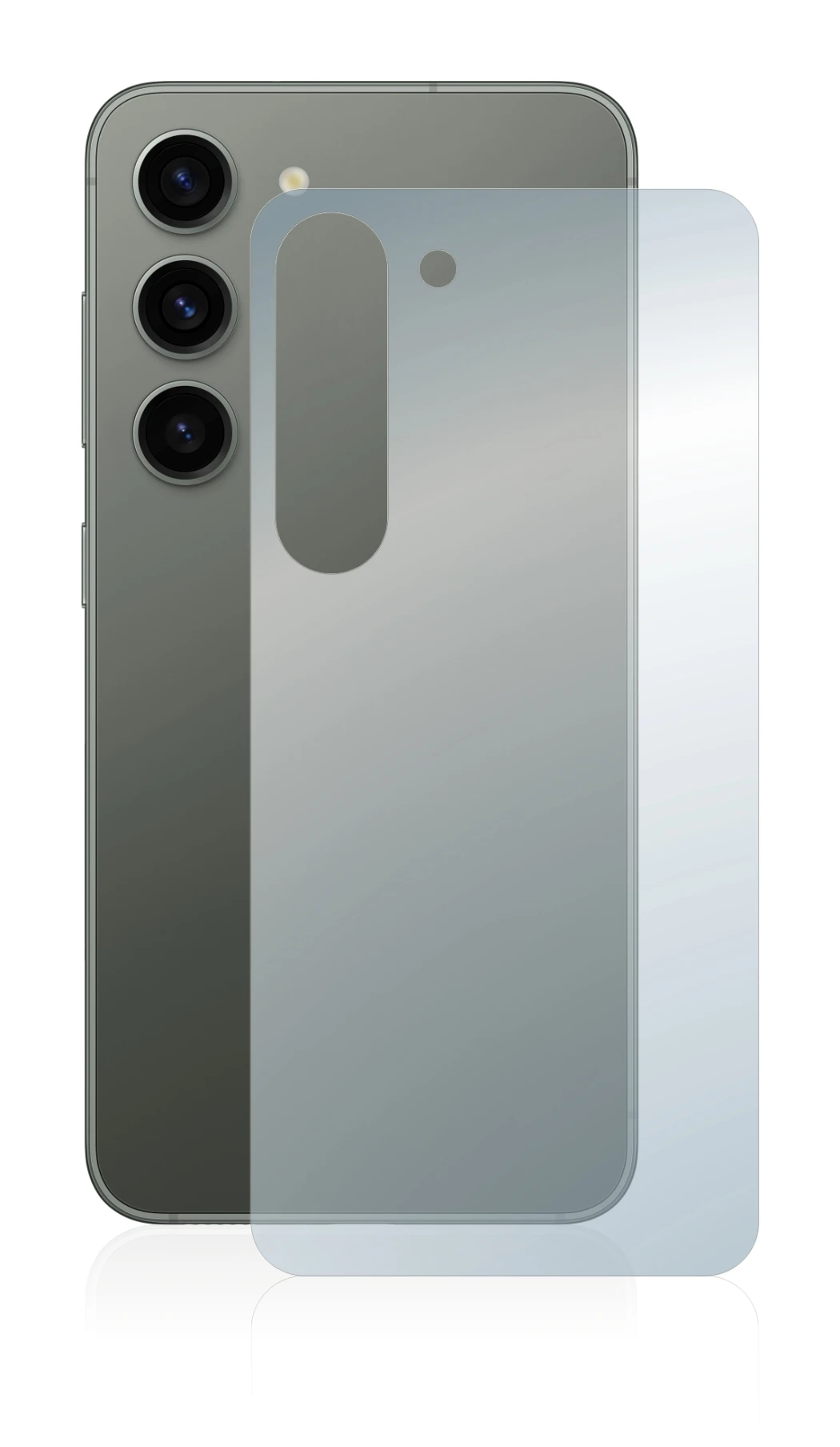Image de l'appareil Samsung Galaxy S23 Plus (Arrière) avec une grande variété de protections d'écran.