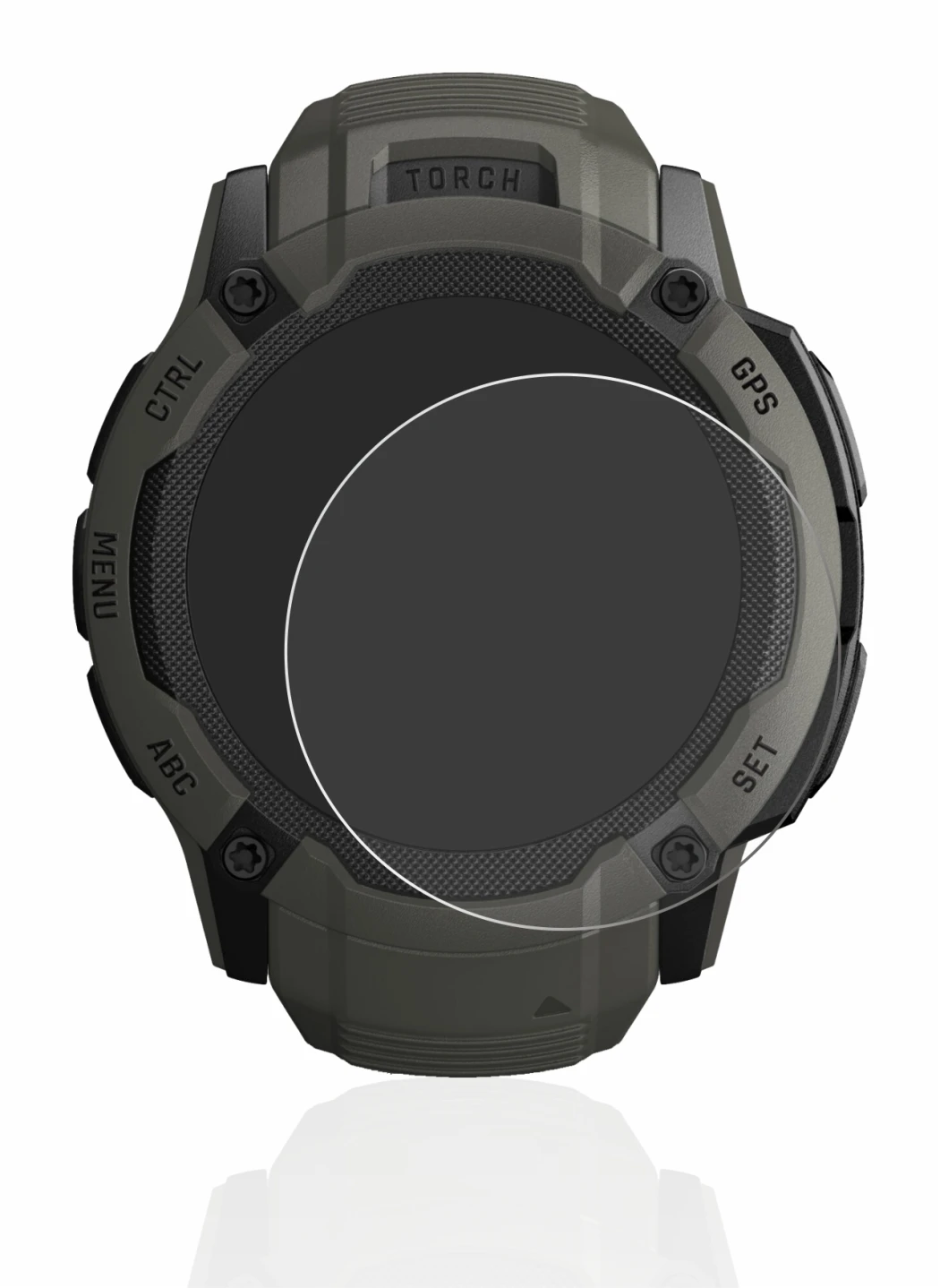 Image de l'appareil Garmin Instinct 2X Solar avec une grande variété de protections d'écran.
