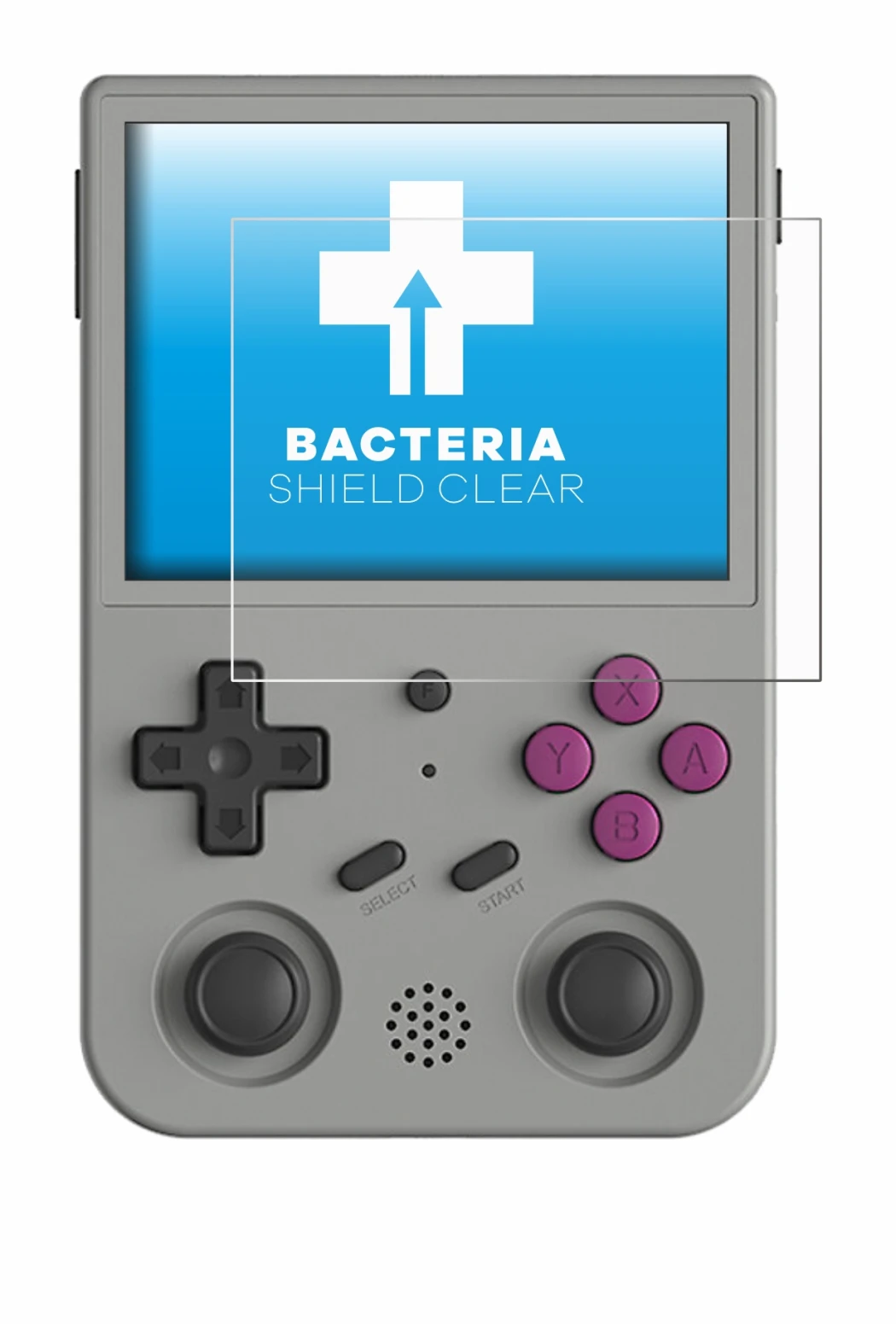 Image de l'appareil Anbernic RG353V avec une grande variété de protections d'écran.