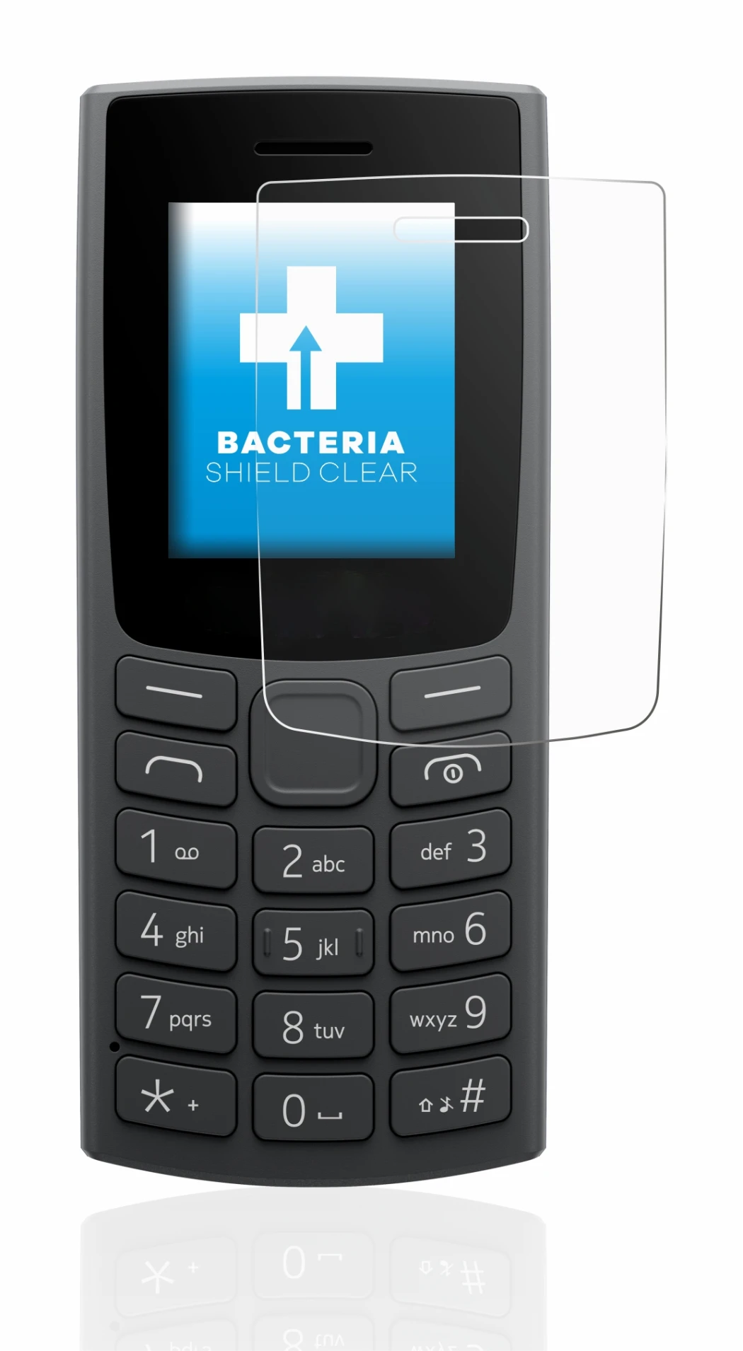 Image de l'appareil Nokia 105 (2023) avec une grande variété de protections d'écran.