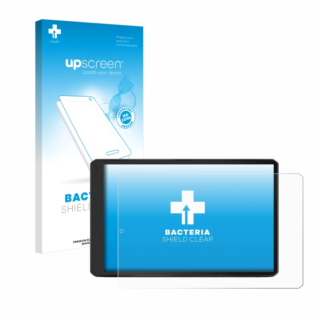 Face avant d’un emballage produit avec le logo de la marque upscreen. À côté, l’appareil Garmin Camper 1095 est représenté ave