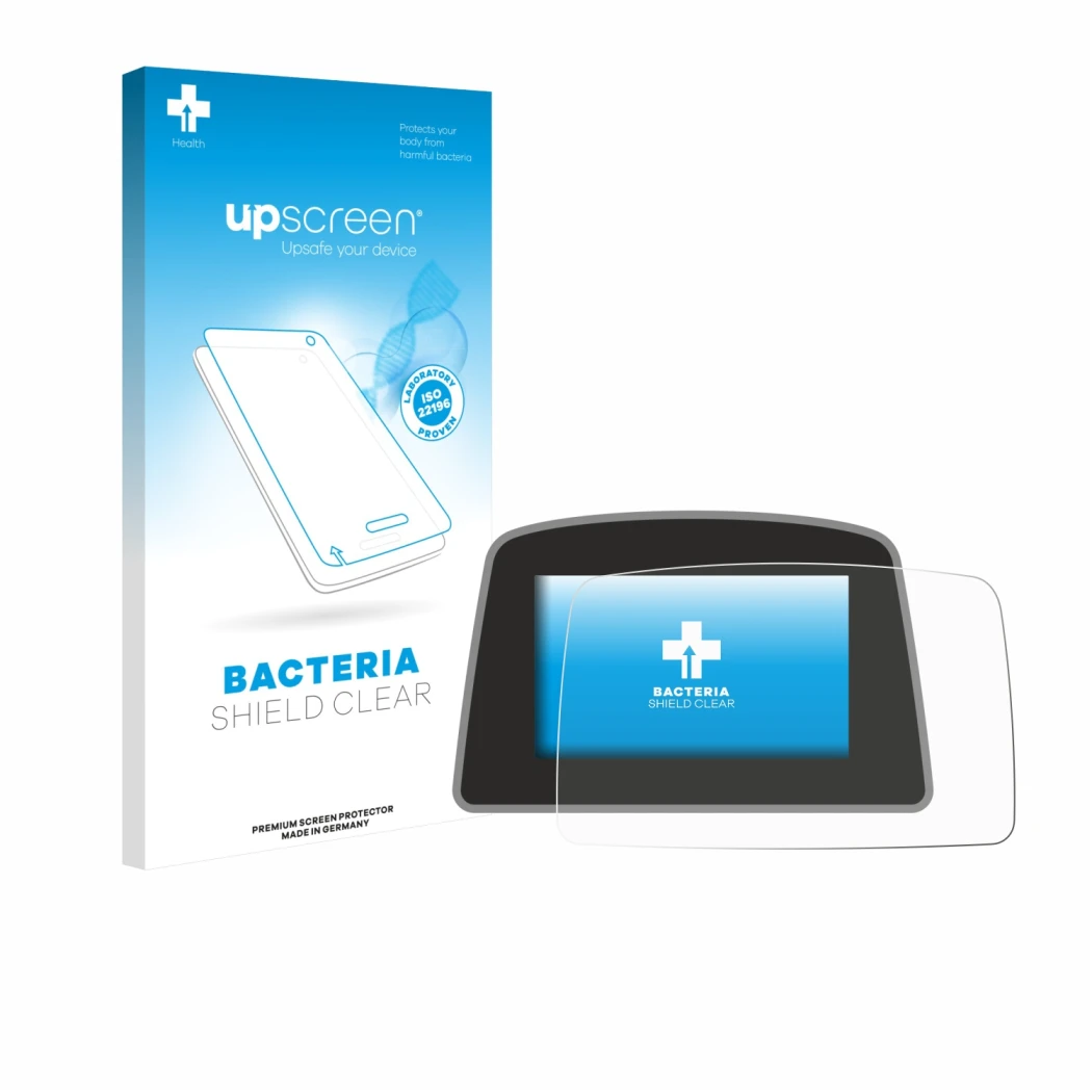 Face avant d’un emballage produit avec le logo de la marque upscreen. À côté, l’appareil PowaKaddy C2i est représenté avec la 
