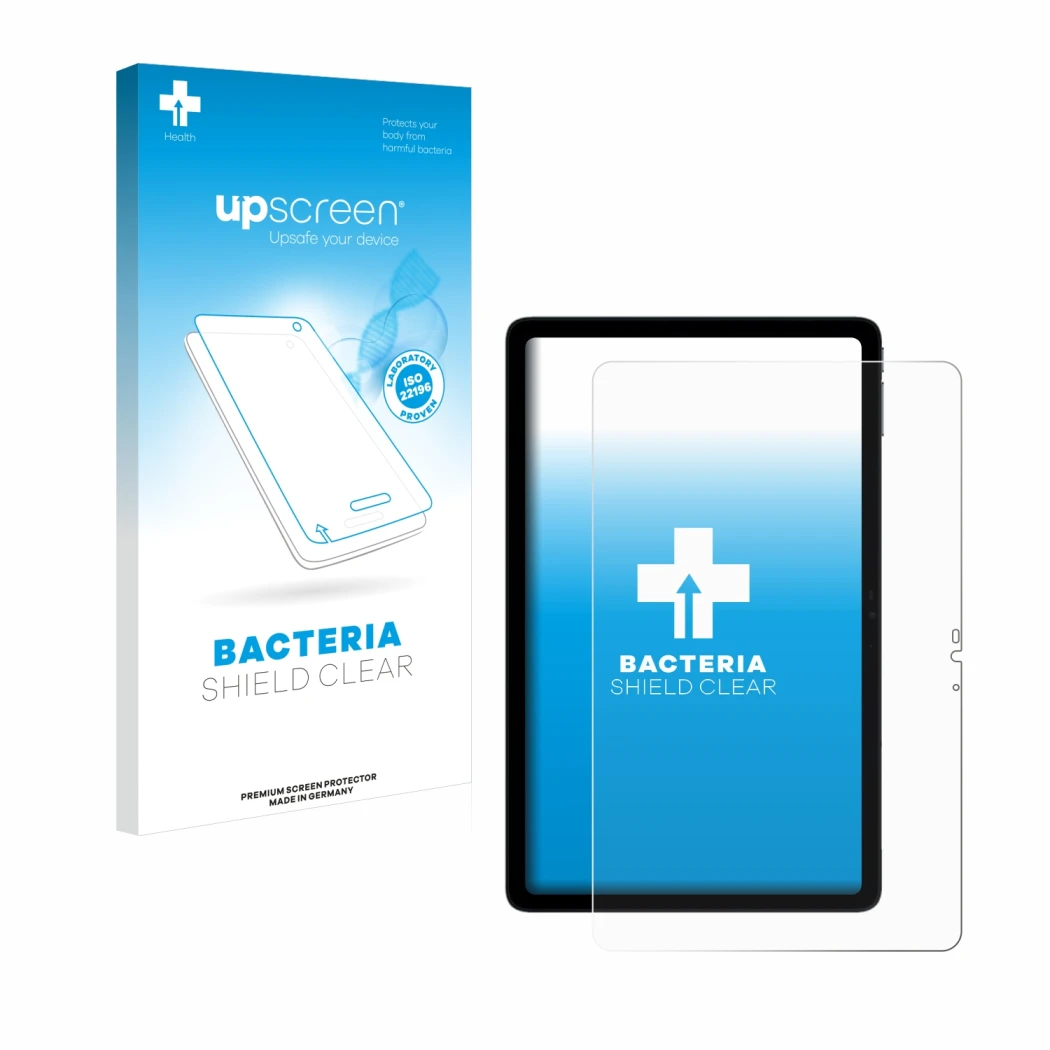 Face avant d’un emballage produit avec le logo de la marque upscreen. À côté, l’appareil Doogee T20s est représenté avec la pr