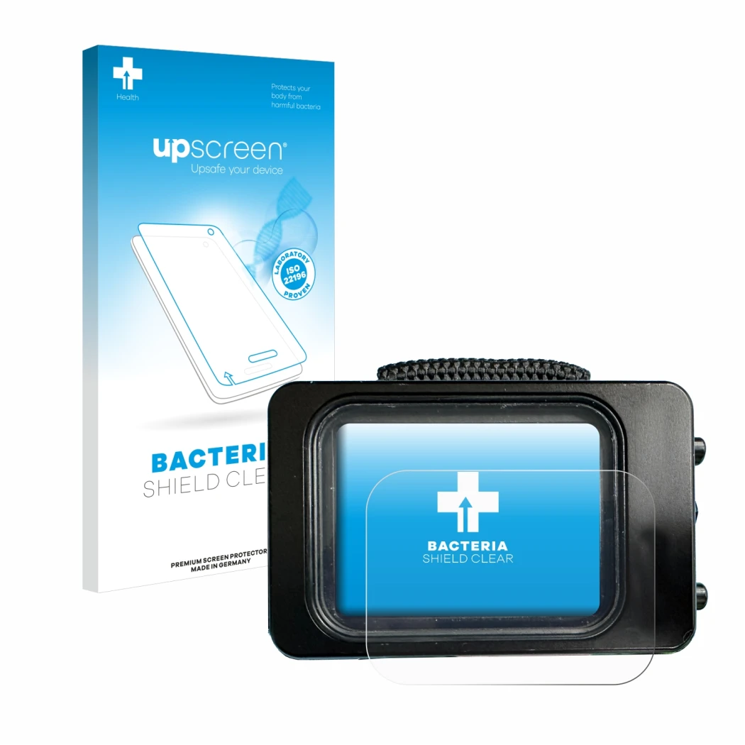 Face avant d’un emballage produit avec le logo de la marque upscreen. À côté, l’appareil Divesoft Freedom dive computer est re