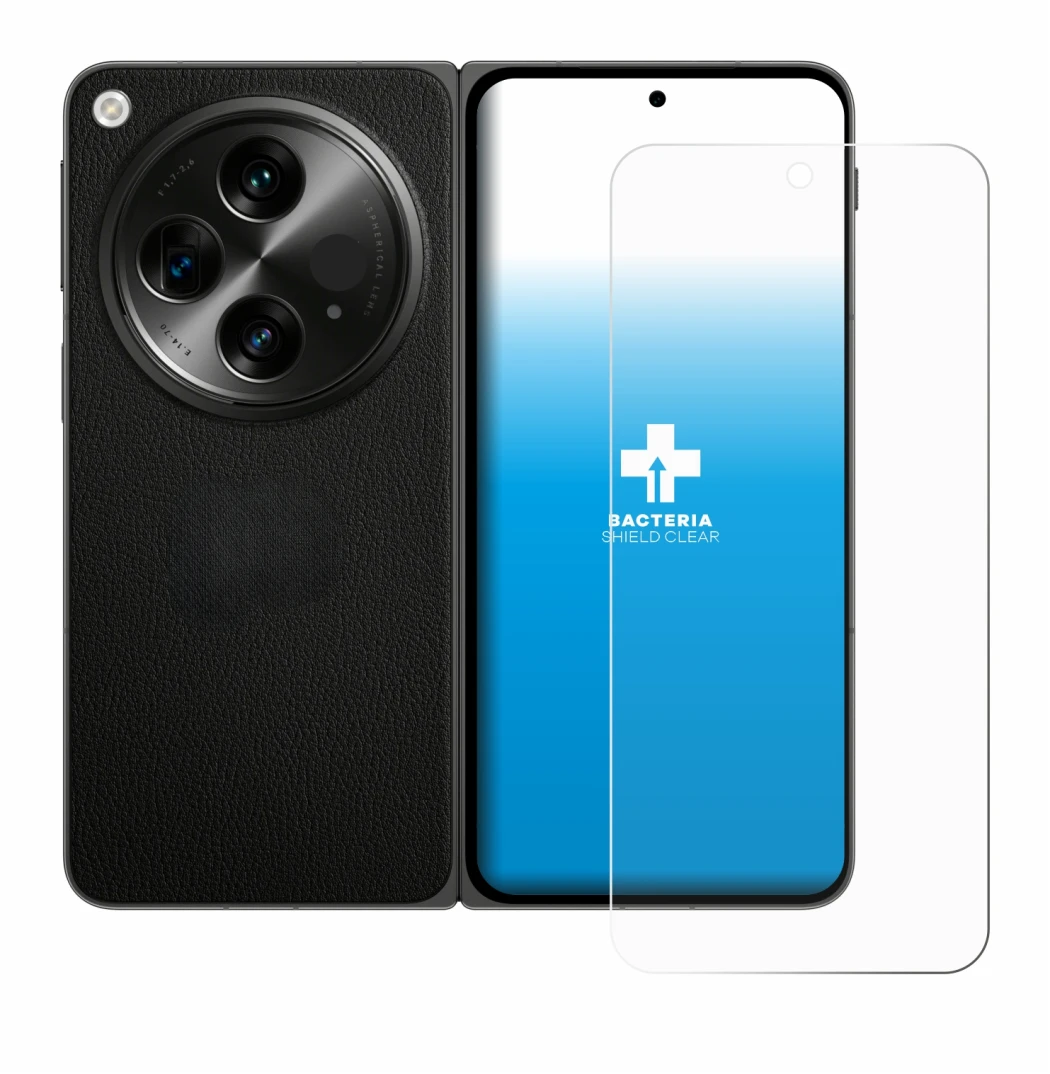 Image de l'appareil OnePlus Open avec une grande variété de protections d'écran.