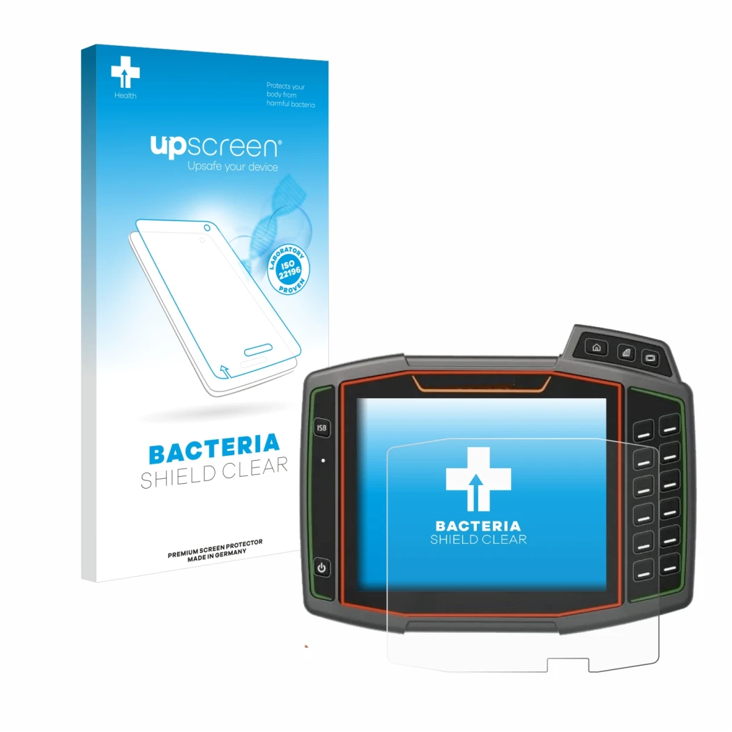 Face avant d’un emballage produit avec le logo de la marque upscreen. À côté, l’appareil Amazone AmaTron 4 est représenté avec