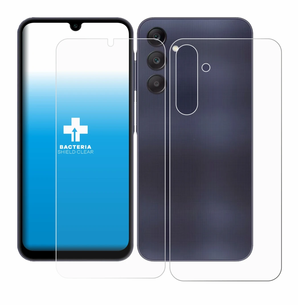Image de l'appareil Samsung Galaxy A25 5G (Avant+Arrière) avec une grande variété de protections d'écran.