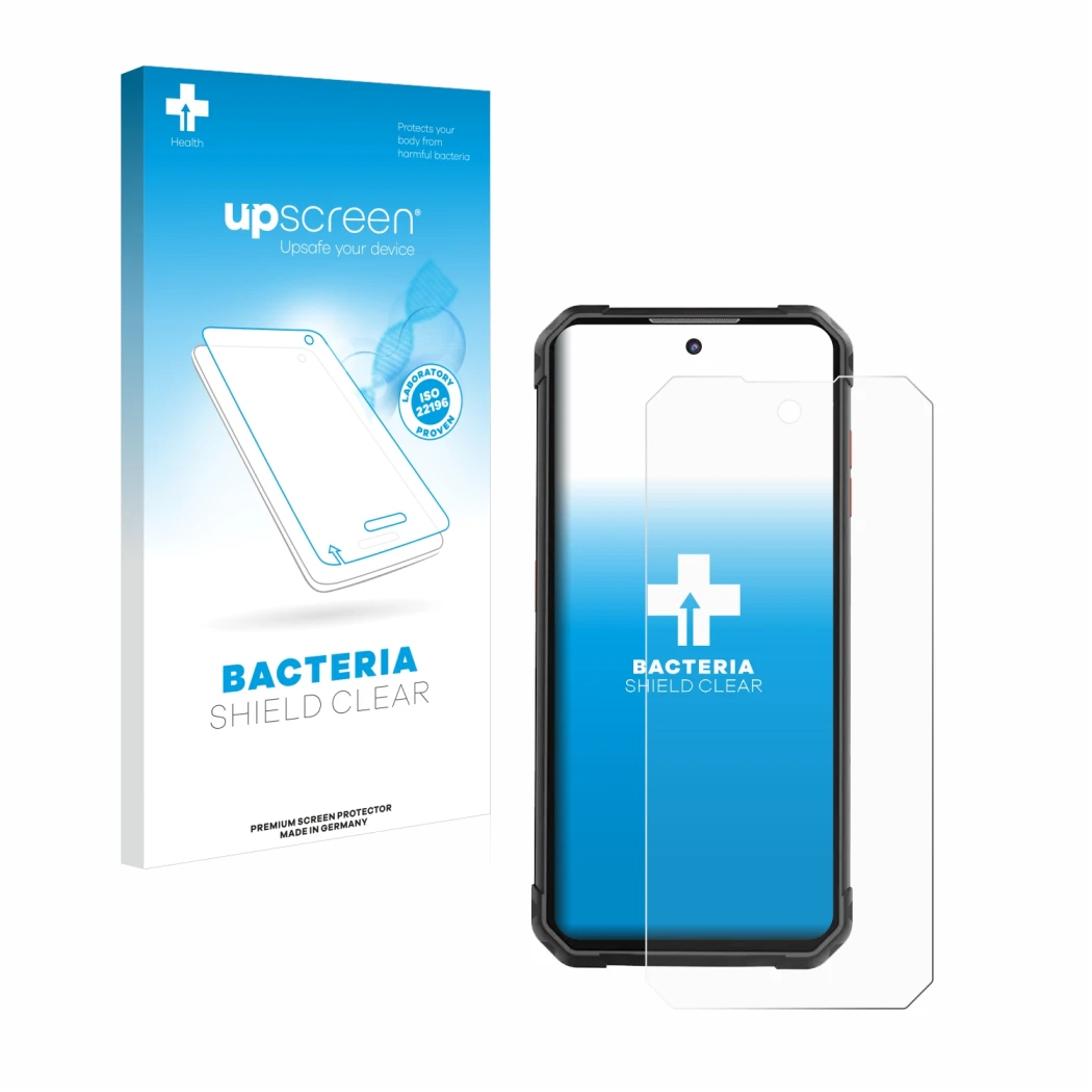 Face avant d’un emballage produit avec le logo de la marque upscreen. À côté, l’appareil iiiF150 B2 Pro est représenté avec la