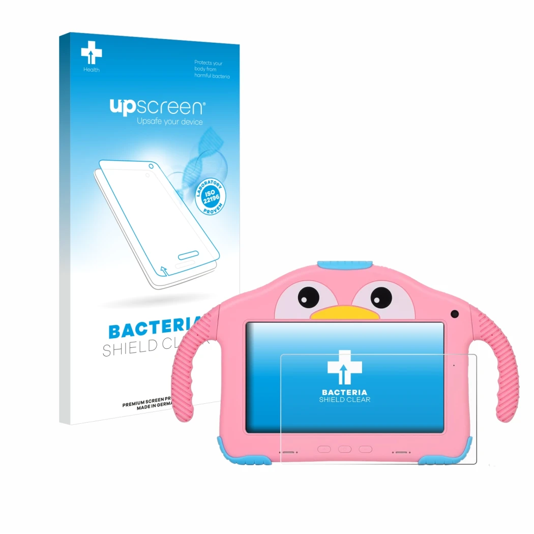 Face avant d’un emballage produit avec le logo de la marque upscreen. À côté, l’appareil okulaku KIDS03-Pro03 7