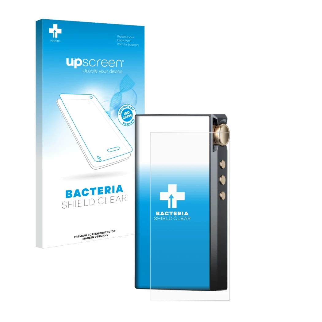 Face avant d’un emballage produit avec le logo de la marque upscreen. À côté, l’appareil Cayin N3-Ultra est représenté avec la