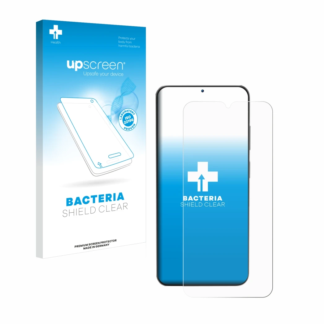 Face avant d’un emballage produit avec le logo de la marque upscreen. À côté, l’appareil Doogee N55 est représenté avec la pro