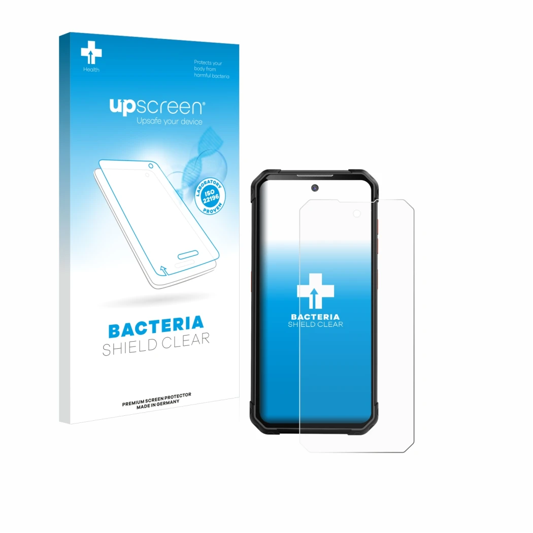 Face avant d’un emballage produit avec le logo de la marque upscreen. À côté, l’appareil iiiF150 B2 est représenté avec la pro