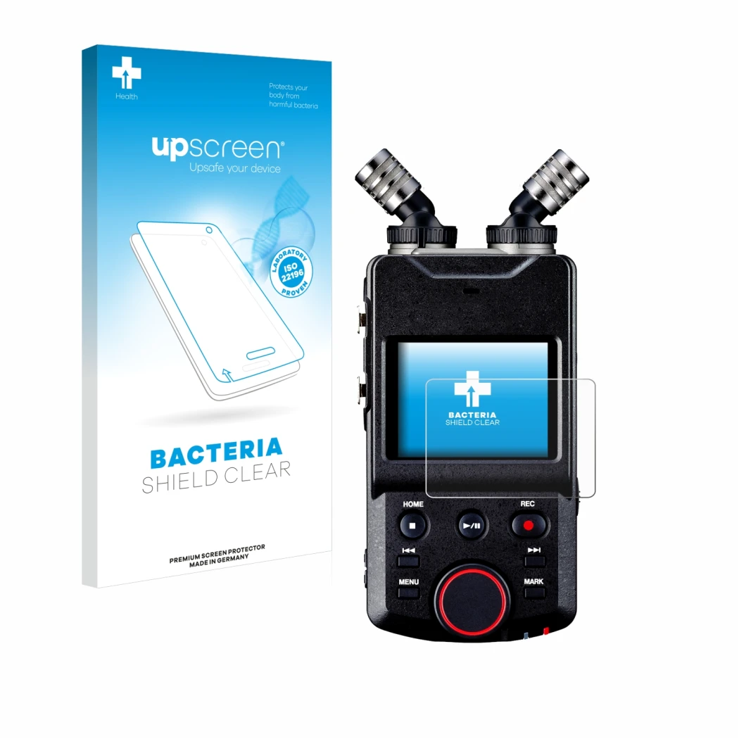 Face avant d’un emballage produit avec le logo de la marque upscreen. À côté, l’appareil Tascam Portacapture X6 est représenté