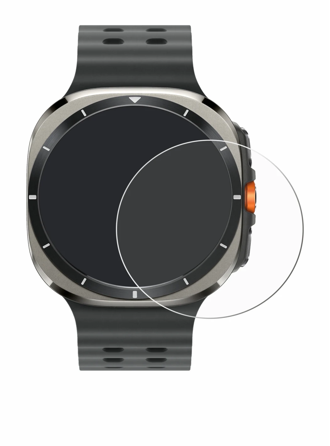 Image de l'appareil Samsung Galaxy Watch Ultra (47 mm) avec une grande variété de protections d'écran.