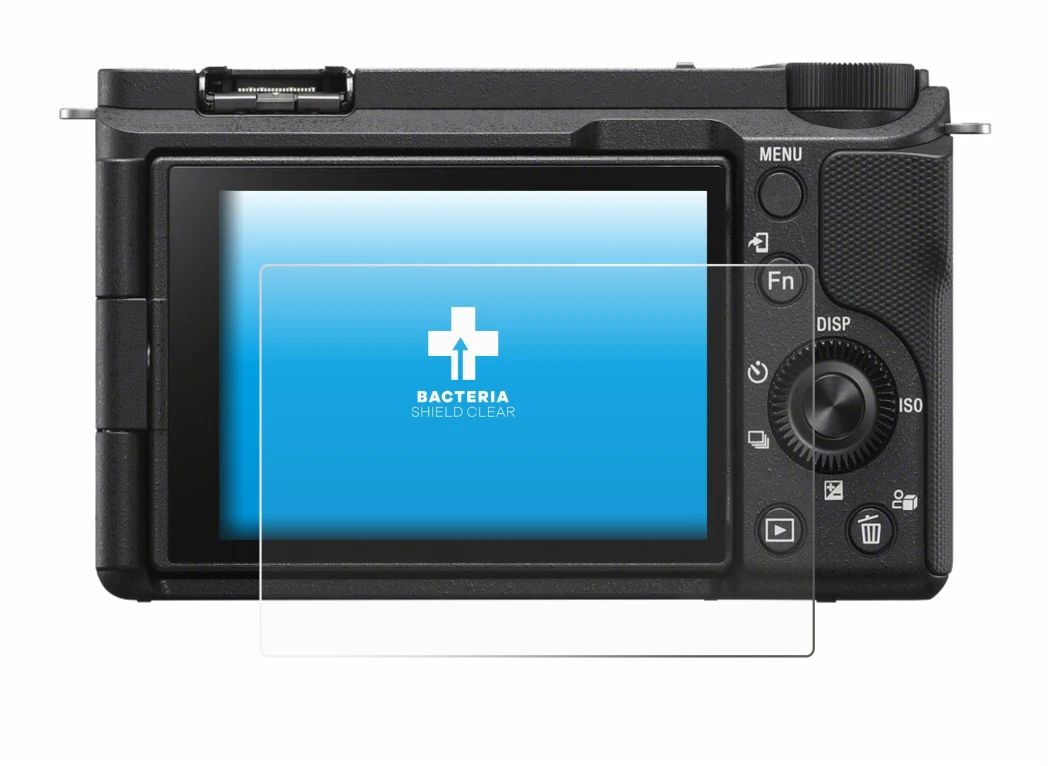 Image de l'appareil Sony Alpha ZV-E10 II avec une grande variété de protections d'écran.