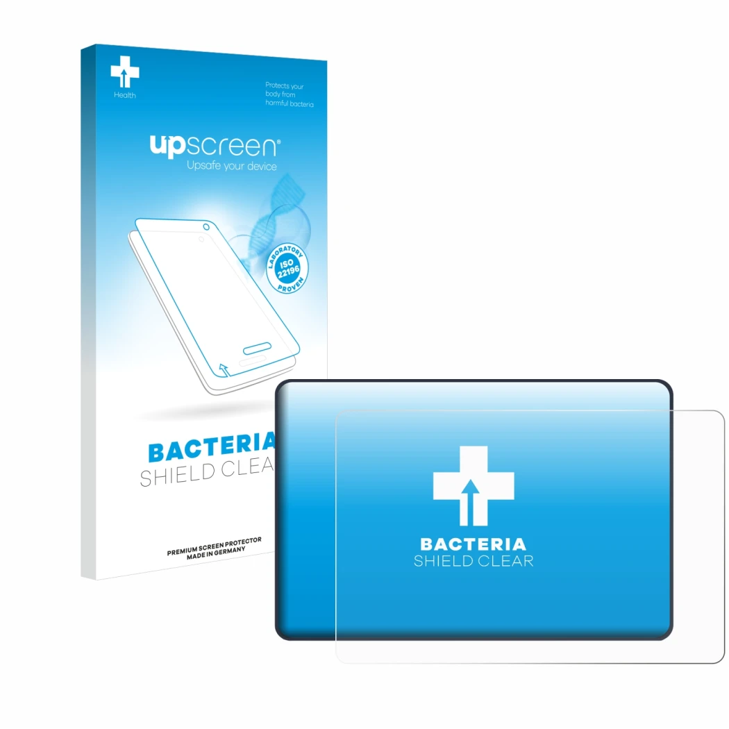 Face avant d’un emballage produit avec le logo de la marque upscreen. À côté, l’appareil Bigtreetech Bambu Lab Panda Touch V1.