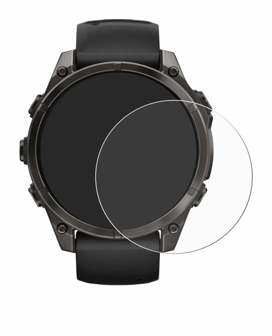 Image de l'appareil Garmin Fenix 8 AMOLED (47 mm) avec une grande variété de protections d'écran.