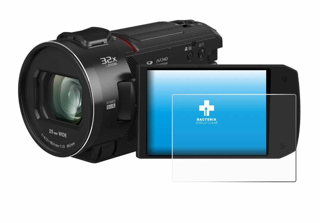 Image de l'appareil Panasonic HC-VX3 avec une grande variété de protections d'écran.