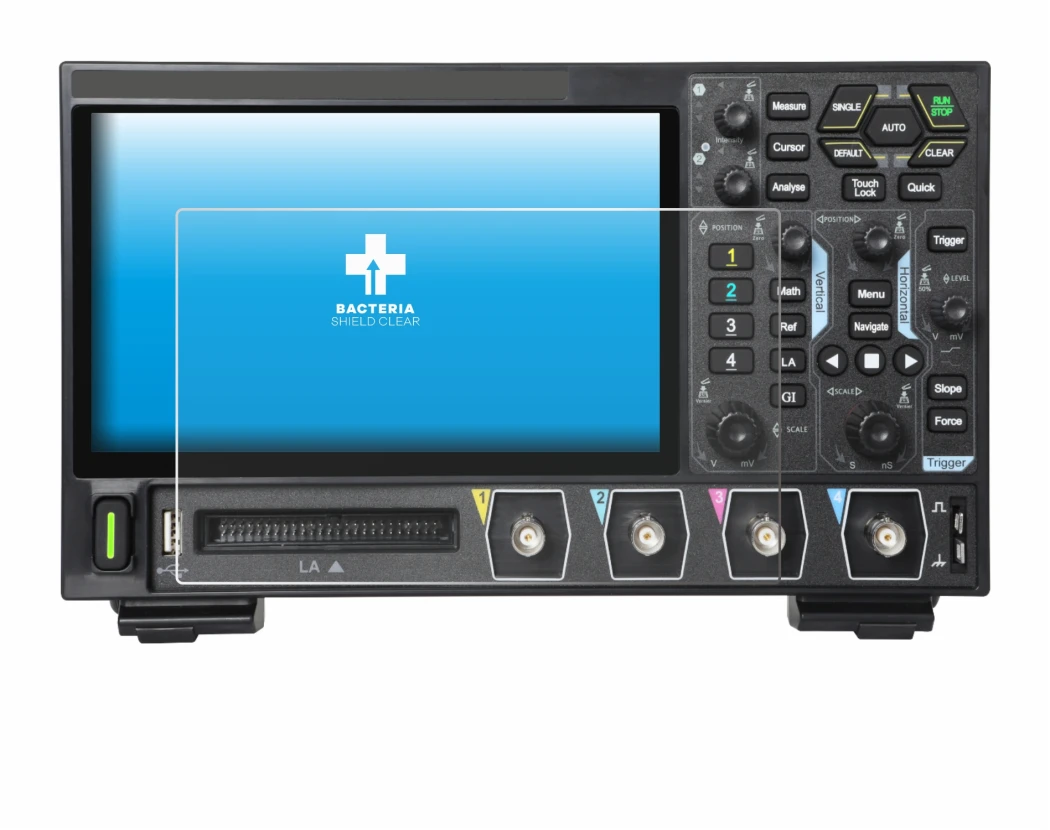 Image de l'appareil Rigol DHO914 avec une grande variété de protections d'écran.