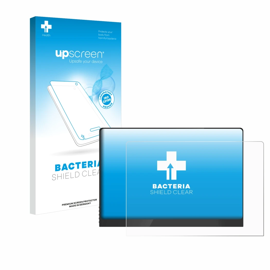 Face avant d’un emballage produit avec le logo de la marque upscreen. À côté, l’appareil Uperfect UColor O2 16