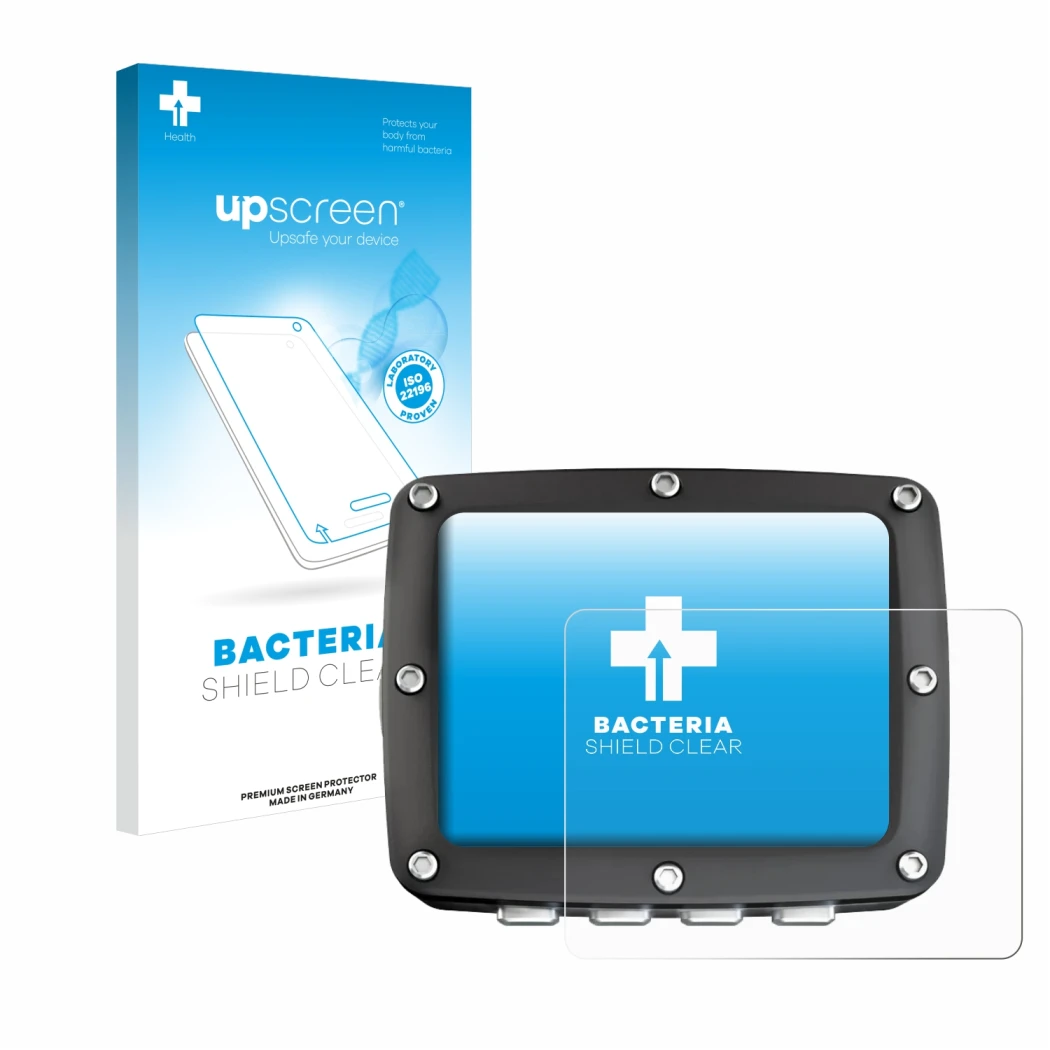Face avant d’un emballage produit avec le logo de la marque upscreen. À côté, l’appareil Ratio iX3M 2 Pro est représenté avec